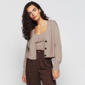 Reformation Varenne Cashmere Cardigan ONLY in Oatmeal